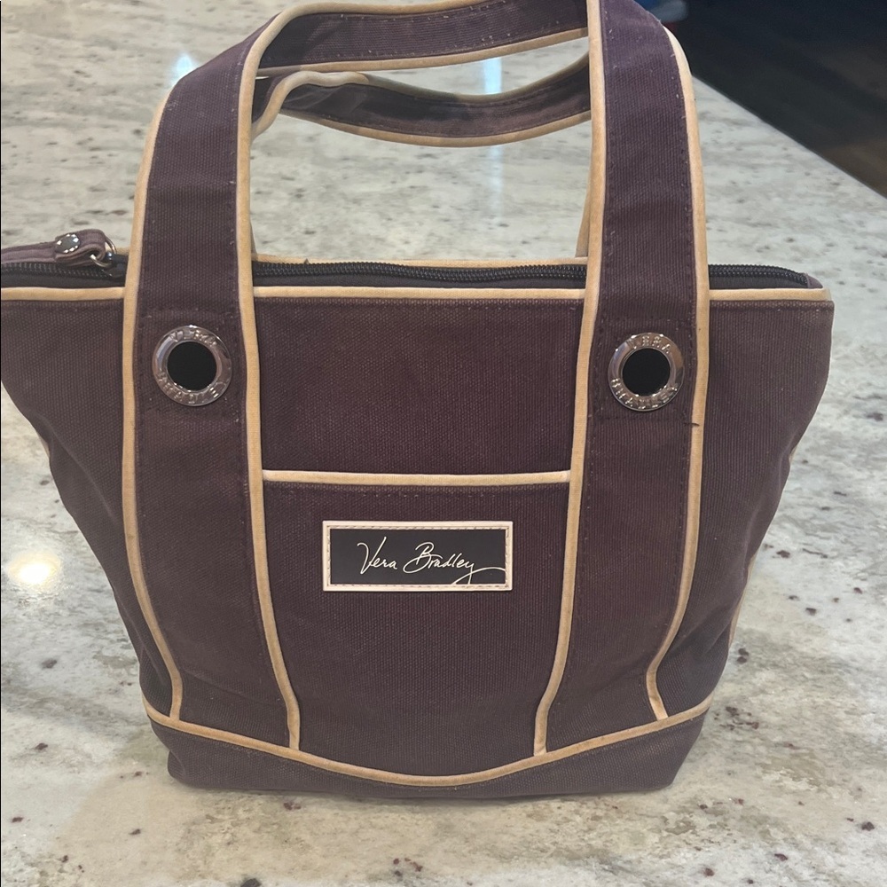 Vera Bradley Small Plum and Tan Handbag